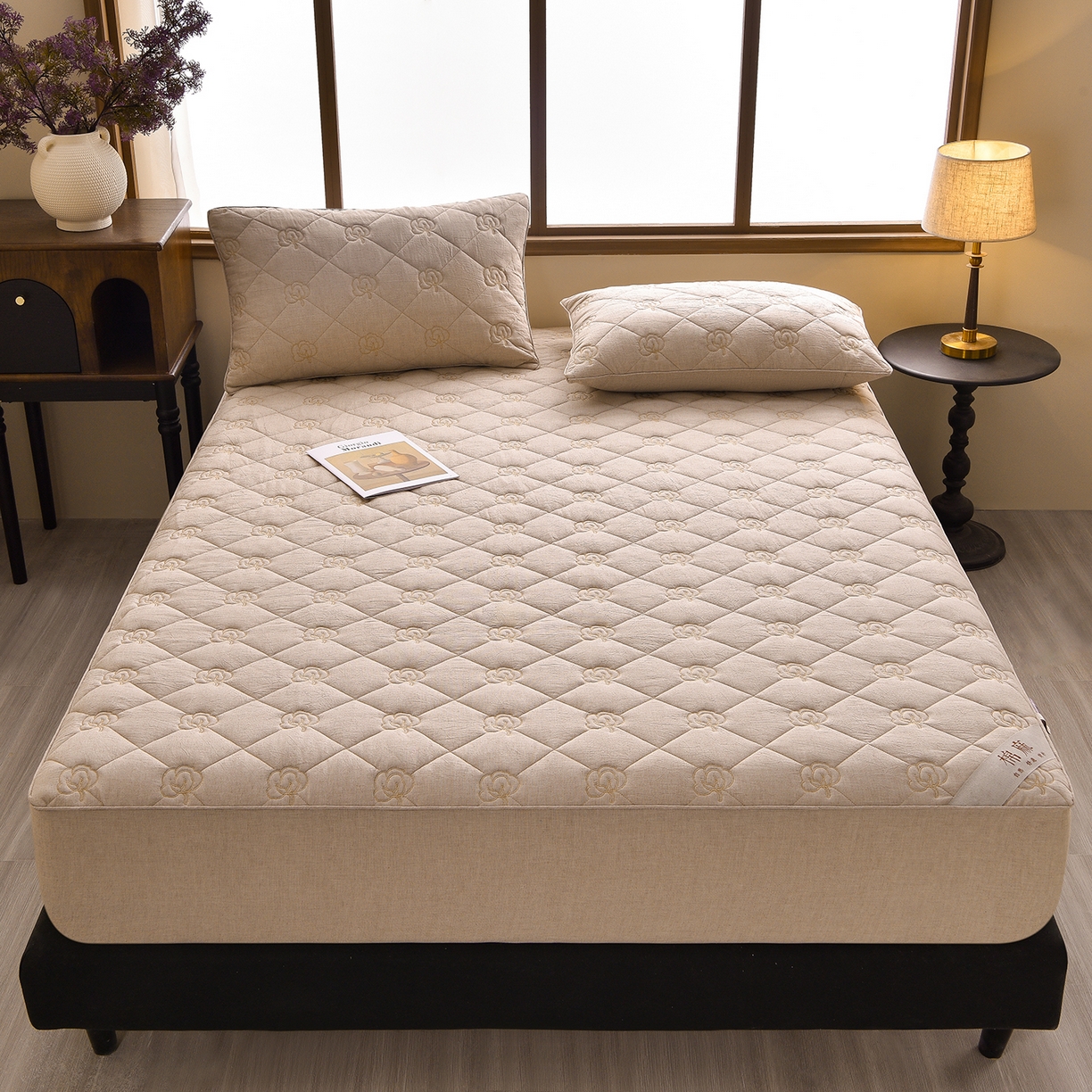 91家纺网 家纺一手货源 找家纺 好眠好梦家纺 2026新款全棉纯棉棉麻抗菌防螨床笠 棉之语-卡其