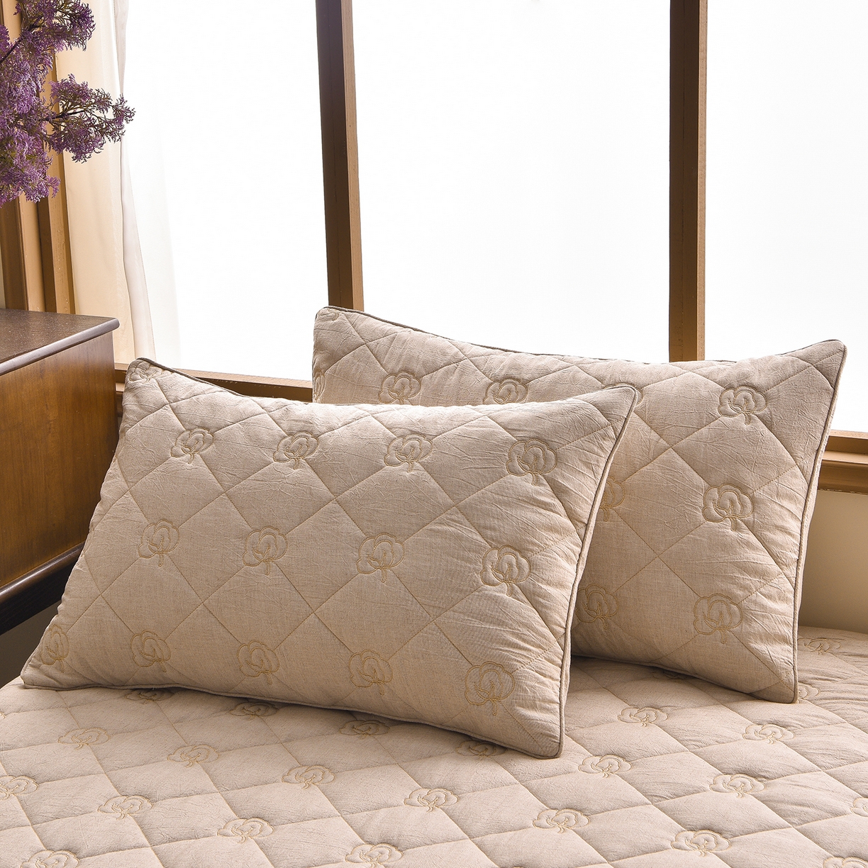 91家纺网 家纺一手货源 找家纺 好眠好梦家纺 2026新款全棉纯棉棉麻抗菌防螨床笠 棉之语-卡其