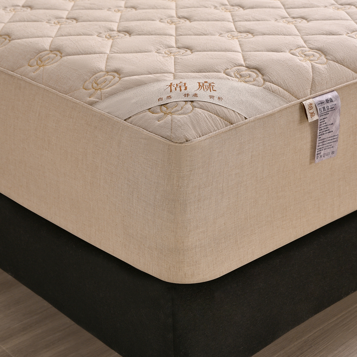 91家纺网 家纺一手货源 找家纺 好眠好梦家纺 2026新款全棉纯棉棉麻抗菌防螨床笠 棉之语-卡其