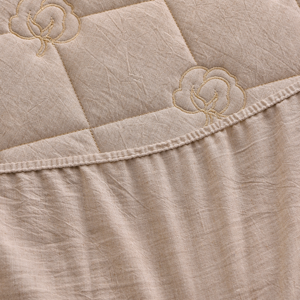 91家纺网 家纺一手货源 找家纺 好眠好梦家纺 2026新款全棉纯棉棉麻抗菌防螨床笠 棉之语-卡其