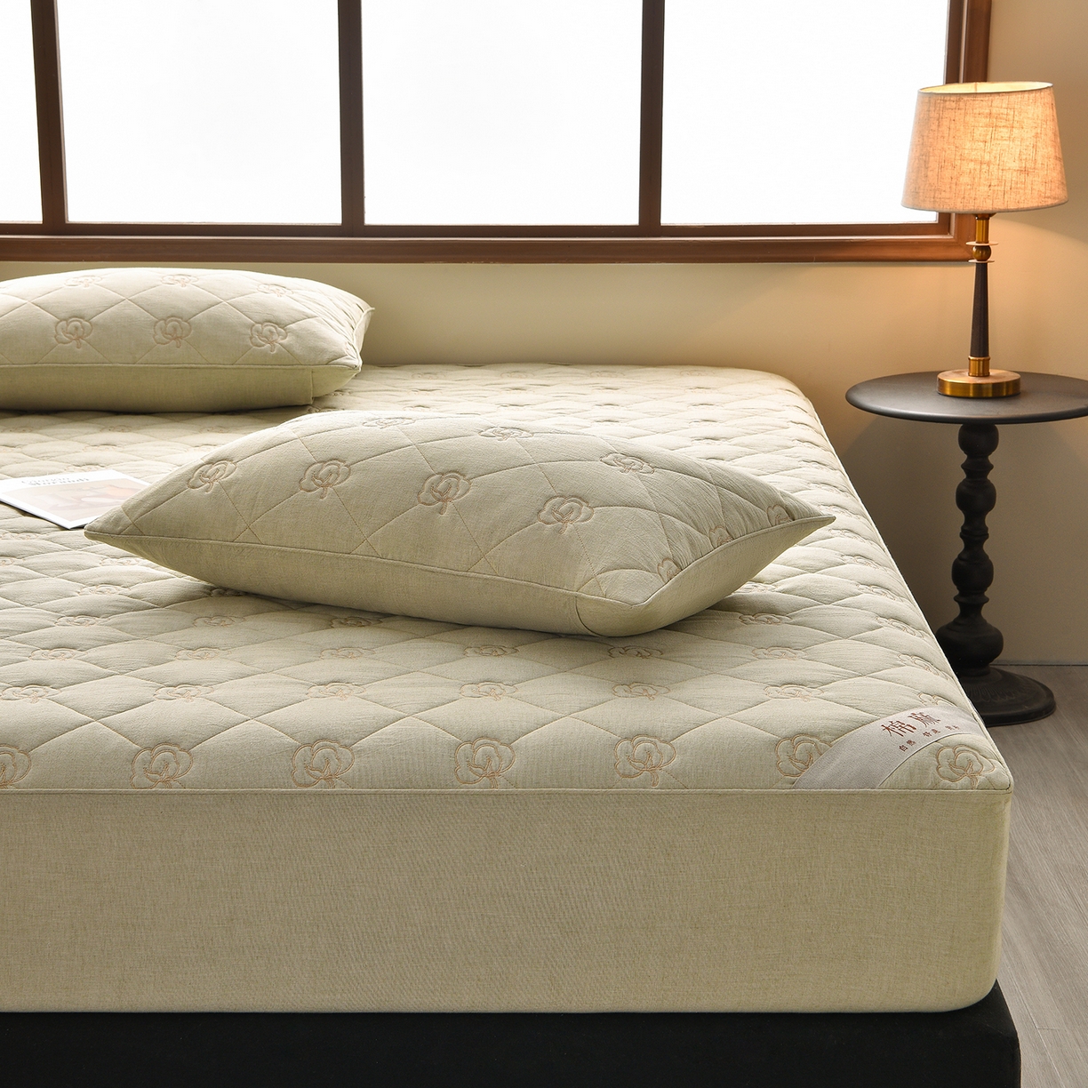 91家纺网 家纺一手货源 找家纺 好眠好梦家纺 2026新款全棉纯棉棉麻抗菌防螨床笠 棉之语-绿色