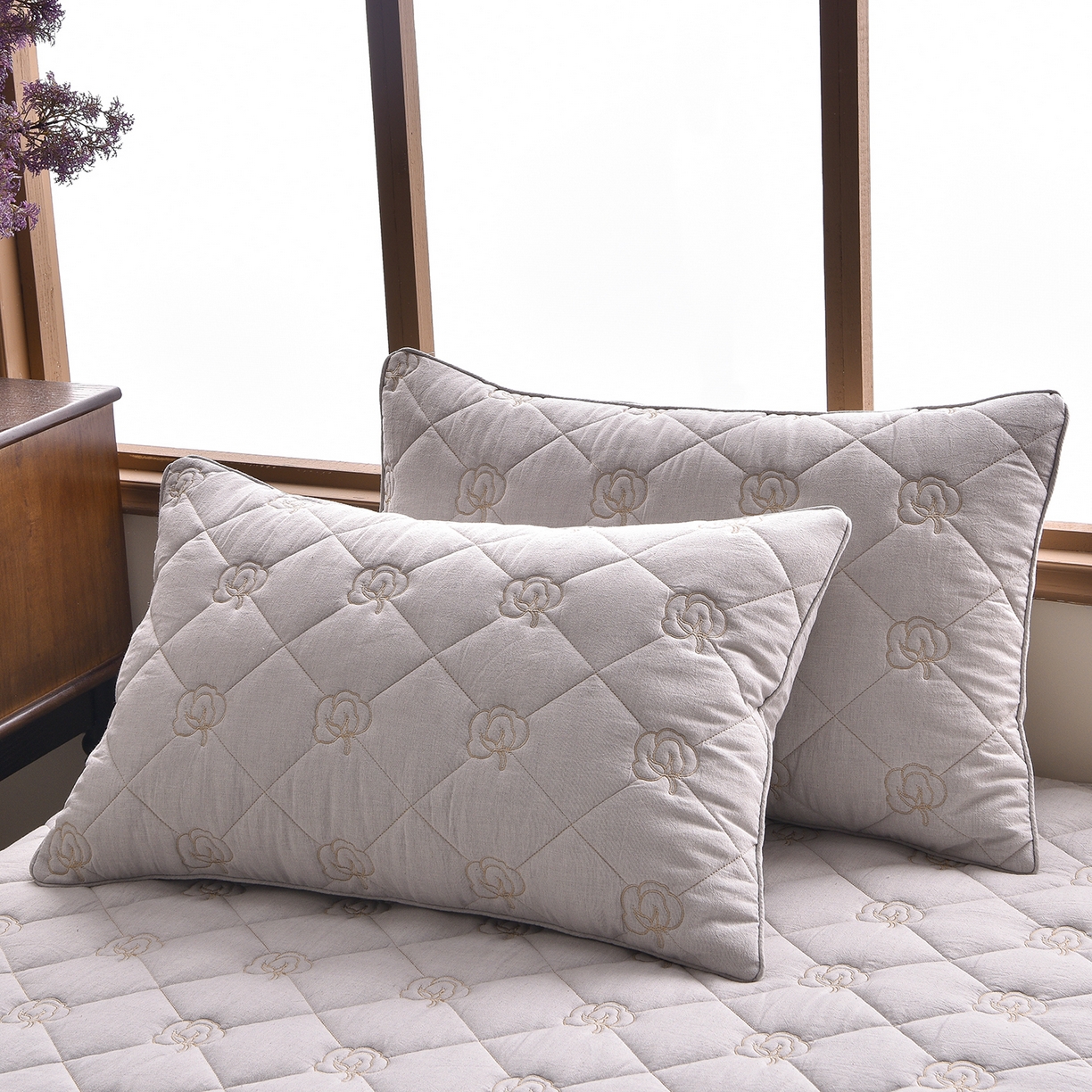 91家纺网 家纺一手货源 找家纺 好眠好梦家纺 2026新款全棉纯棉棉麻抗菌防螨床笠 棉之语-浅灰