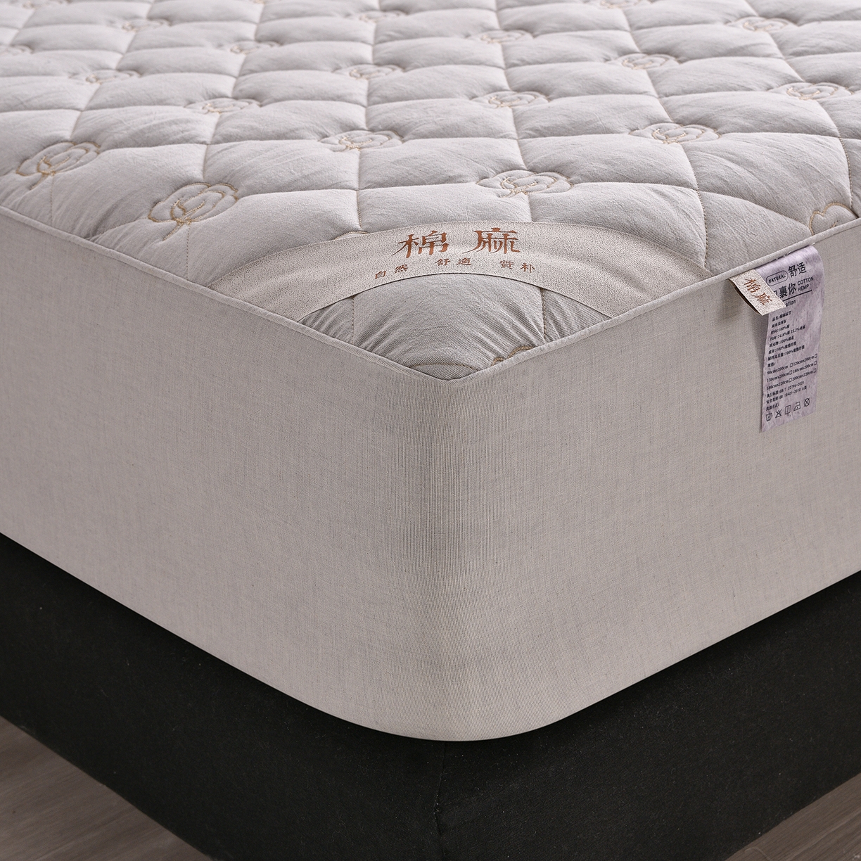 91家纺网 家纺一手货源 找家纺 好眠好梦家纺 2026新款全棉纯棉棉麻抗菌防螨床笠 棉之语-浅灰