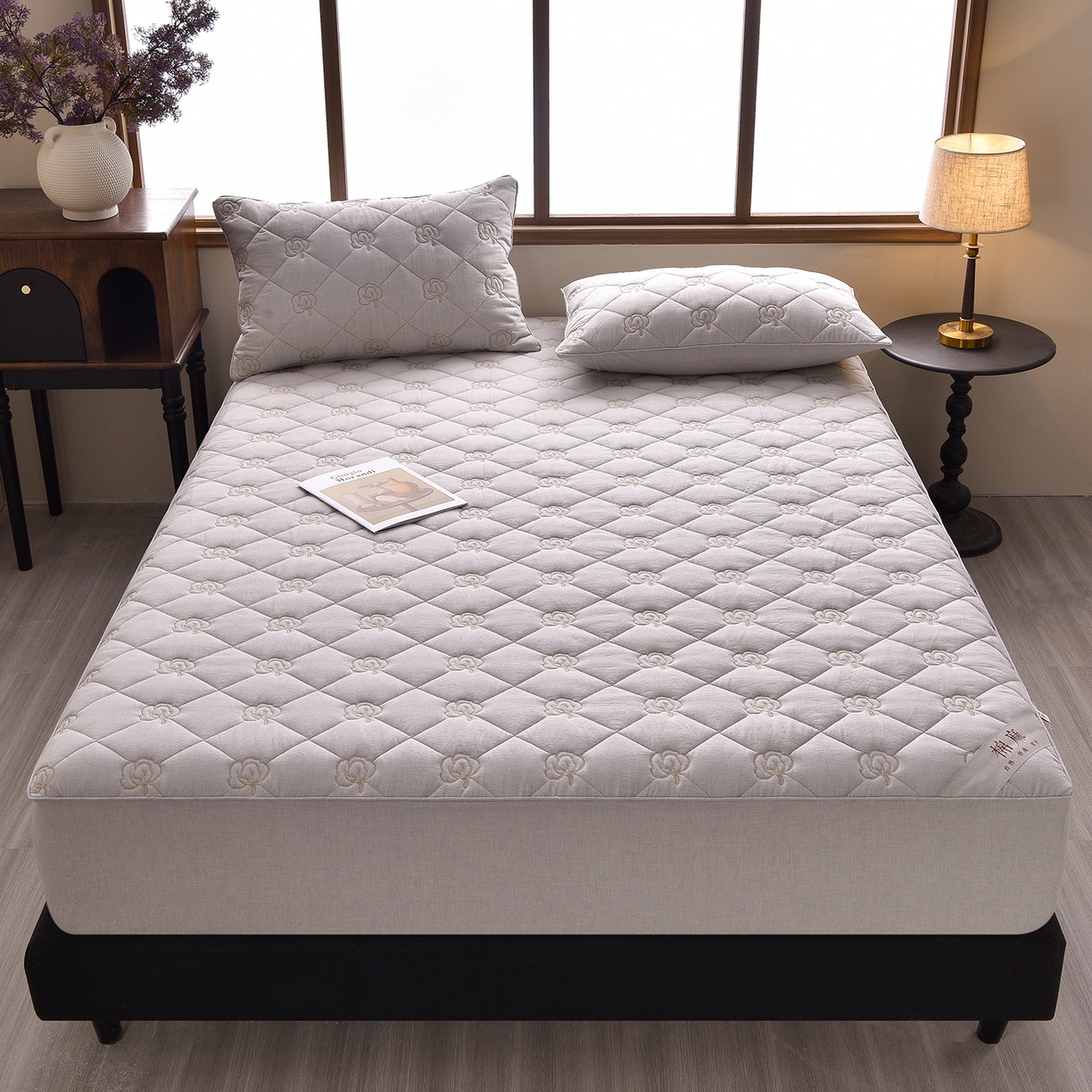 91家纺网 家纺一手货源 找家纺 好眠好梦家纺 2026新款全棉纯棉棉麻抗菌防螨床笠 棉之语-浅灰