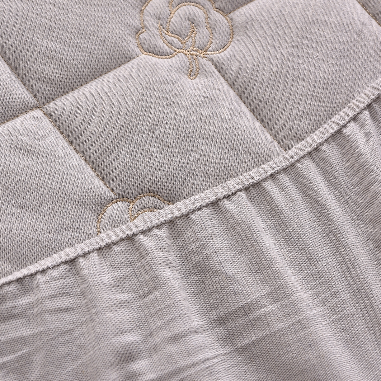 91家纺网 家纺一手货源 找家纺 好眠好梦家纺 2026新款全棉纯棉棉麻抗菌防螨床笠 棉之语-浅灰