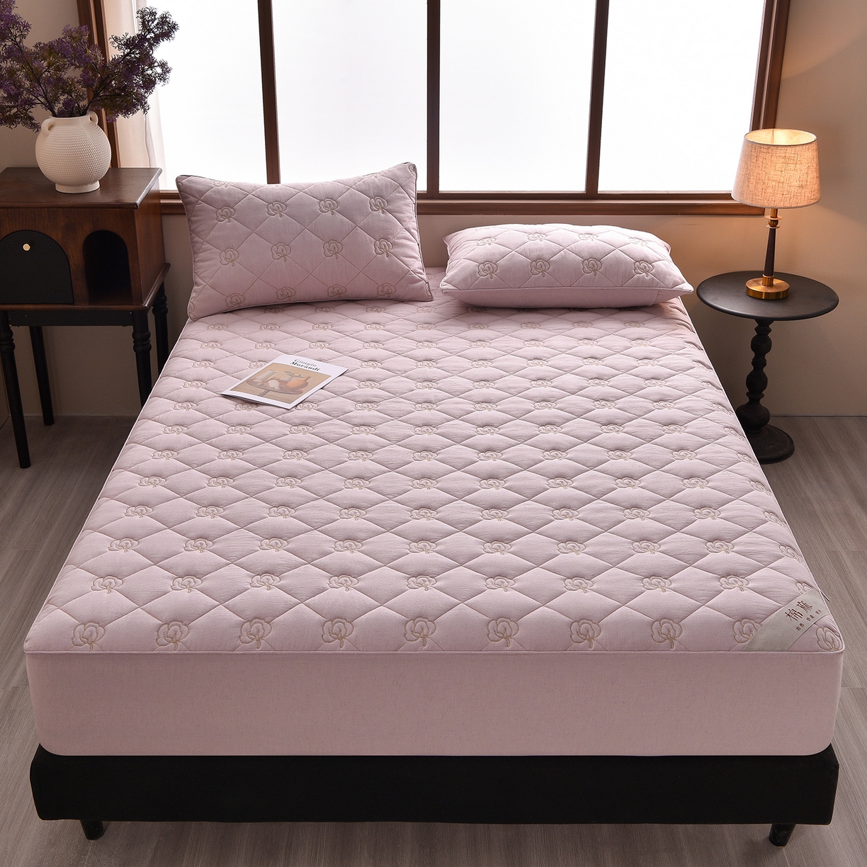 91家纺网 家纺一手货源 找家纺 好眠好梦家纺 2026新款全棉纯棉棉麻抗菌防螨床笠 棉之语-紫色