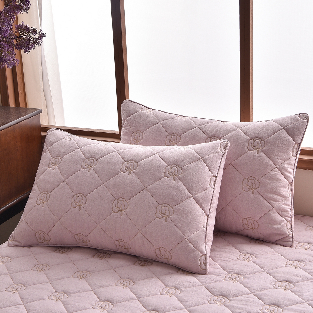 91家纺网 家纺一手货源 找家纺 好眠好梦家纺 2026新款全棉纯棉棉麻抗菌防螨床笠 棉之语-紫色