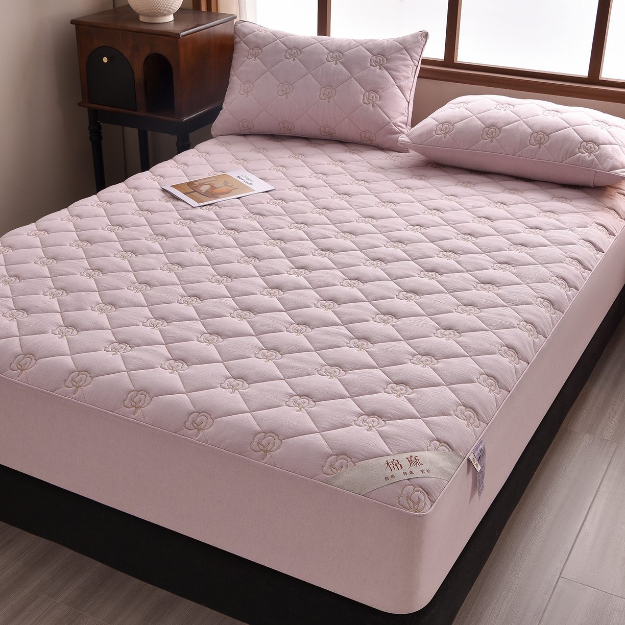 91家纺网 家纺一手货源 找家纺 好眠好梦家纺 2026新款全棉纯棉棉麻抗菌防螨床笠 棉之语-紫色