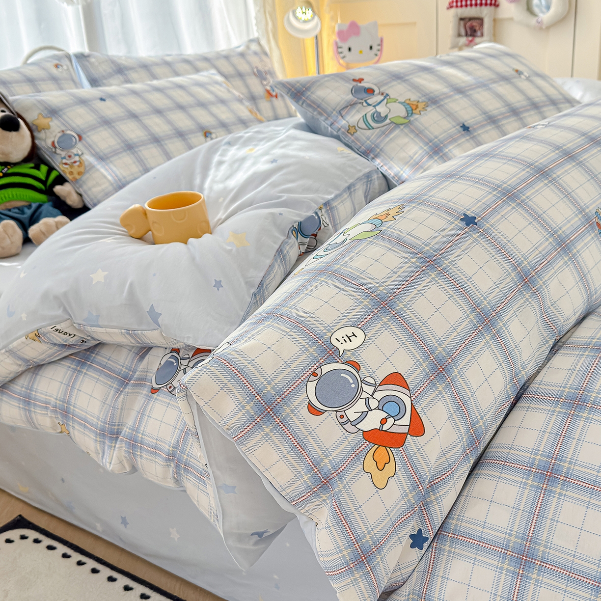 元禾 2026新款12868新疆全棉印花四件套（提供质检报告 快乐星球