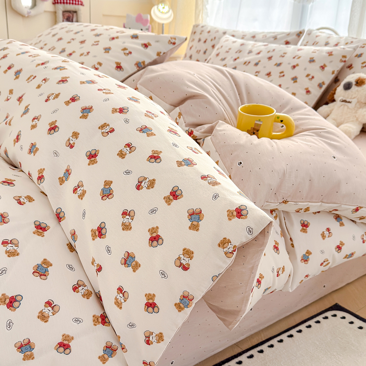 91家纺网 家纺一手货源 找家纺 元禾 2026新款12868新疆全棉单品被套系列（提供质检报告） 烘焙熊熊