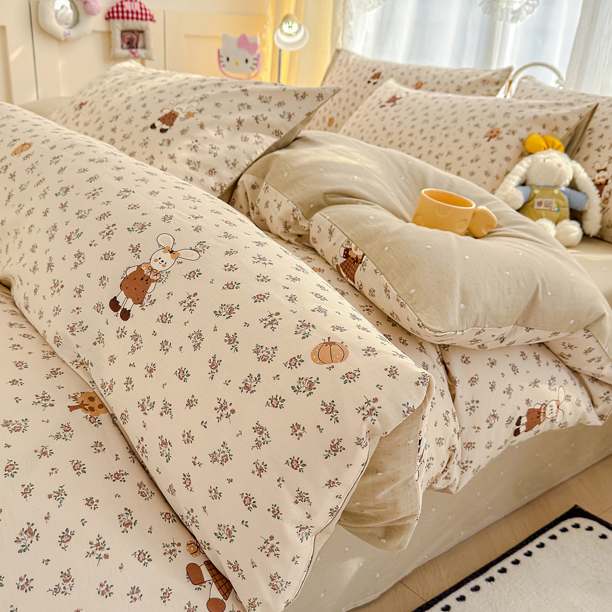 91家纺网 家纺一手货源 找家纺 元禾 2026新款12868新疆全棉单品被套系列（提供质检报告） 花园兔