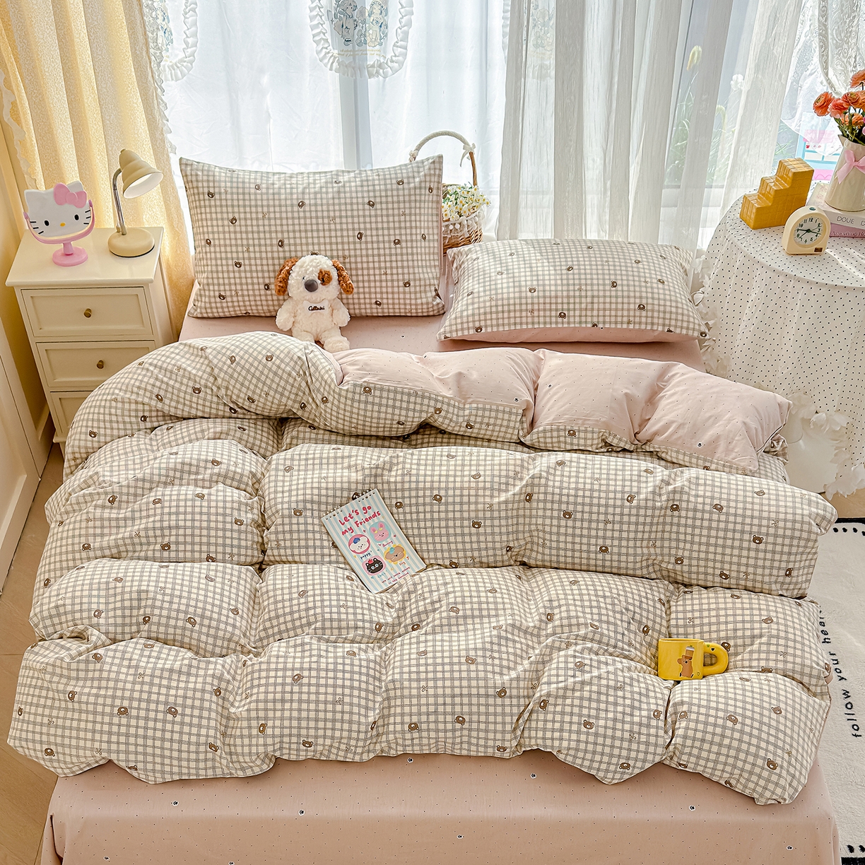 91家纺网 家纺一手货源 找家纺 元禾 2026新款12868新疆全棉印花四件套（提供质检报告 温莎小熊