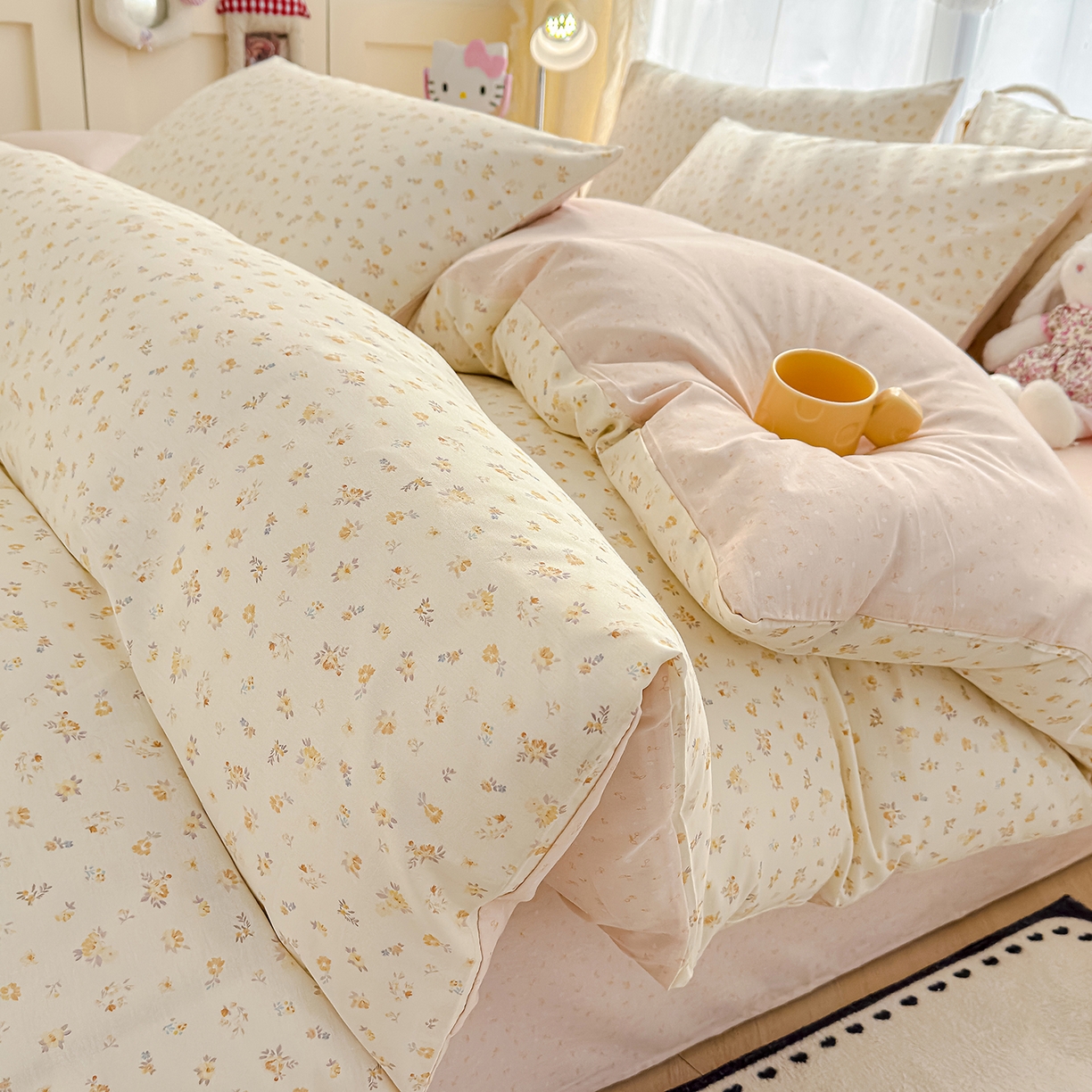 91家纺网 家纺一手货源 找家纺 元禾 2026新款12868新疆全棉单品被套系列（提供质检报告） 奶油花篱