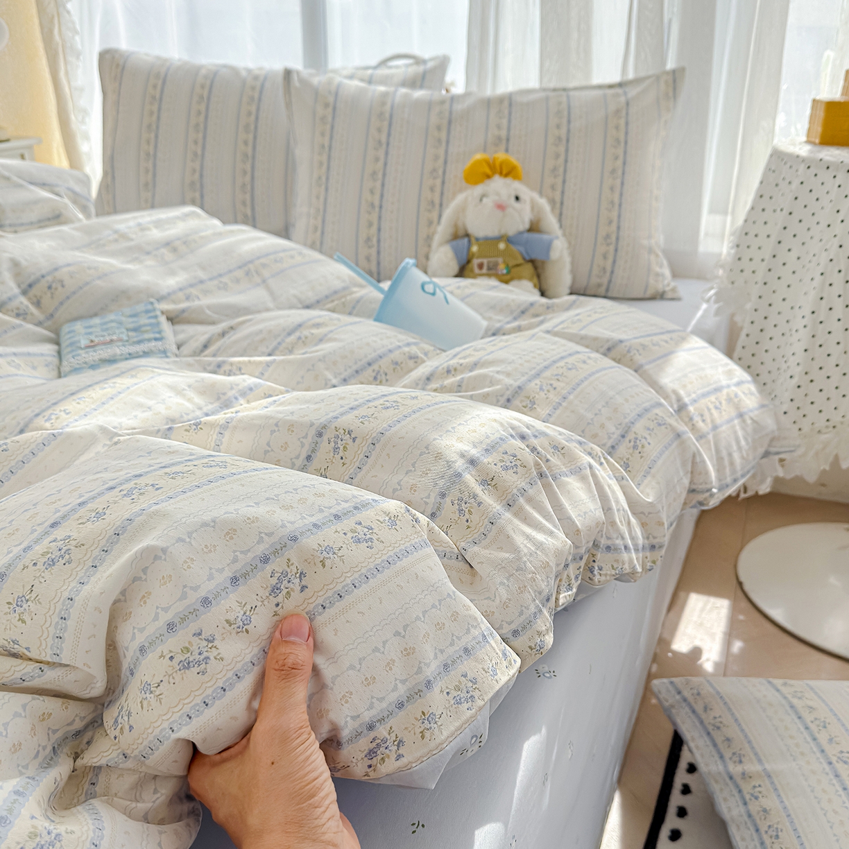 91家纺网 家纺一手货源 找家纺 元禾 2026新款12868新疆全棉单品被套系列（提供质检报告） 浅纹蓝