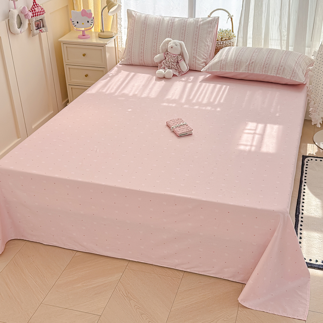 91家纺网 家纺一手货源 找家纺 元禾 2026新款12868新疆全棉单品被套系列（提供质检报告） 浅纹蓝-粉