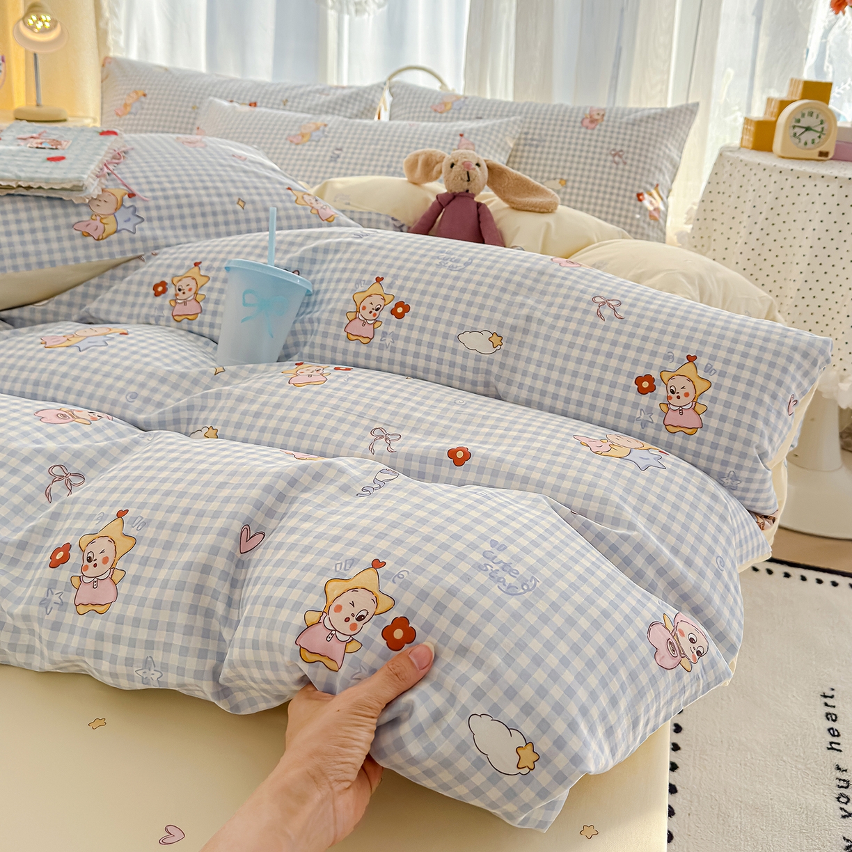 91家纺网 家纺一手货源 找家纺 元禾 2026新款12868新疆全棉印花四件套（提供质检报告 星星人