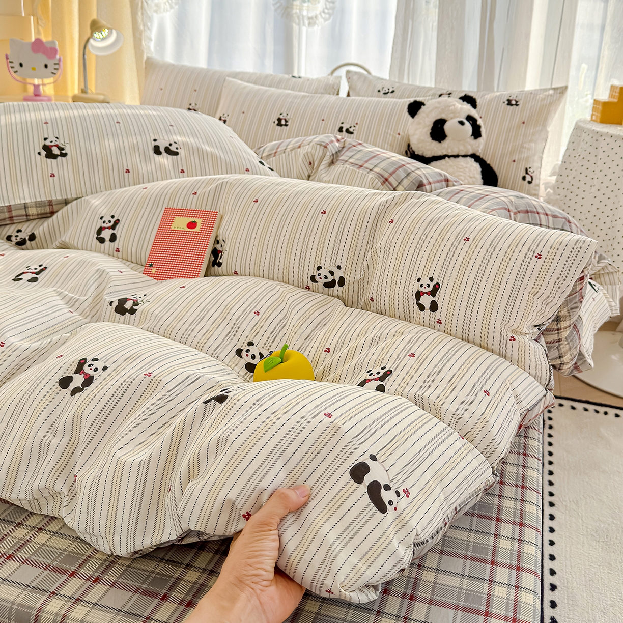 91家纺网 家纺一手货源 找家纺 元禾 2026新款12868新疆全棉印花四件套（提供质检报告 熊猫啵啵