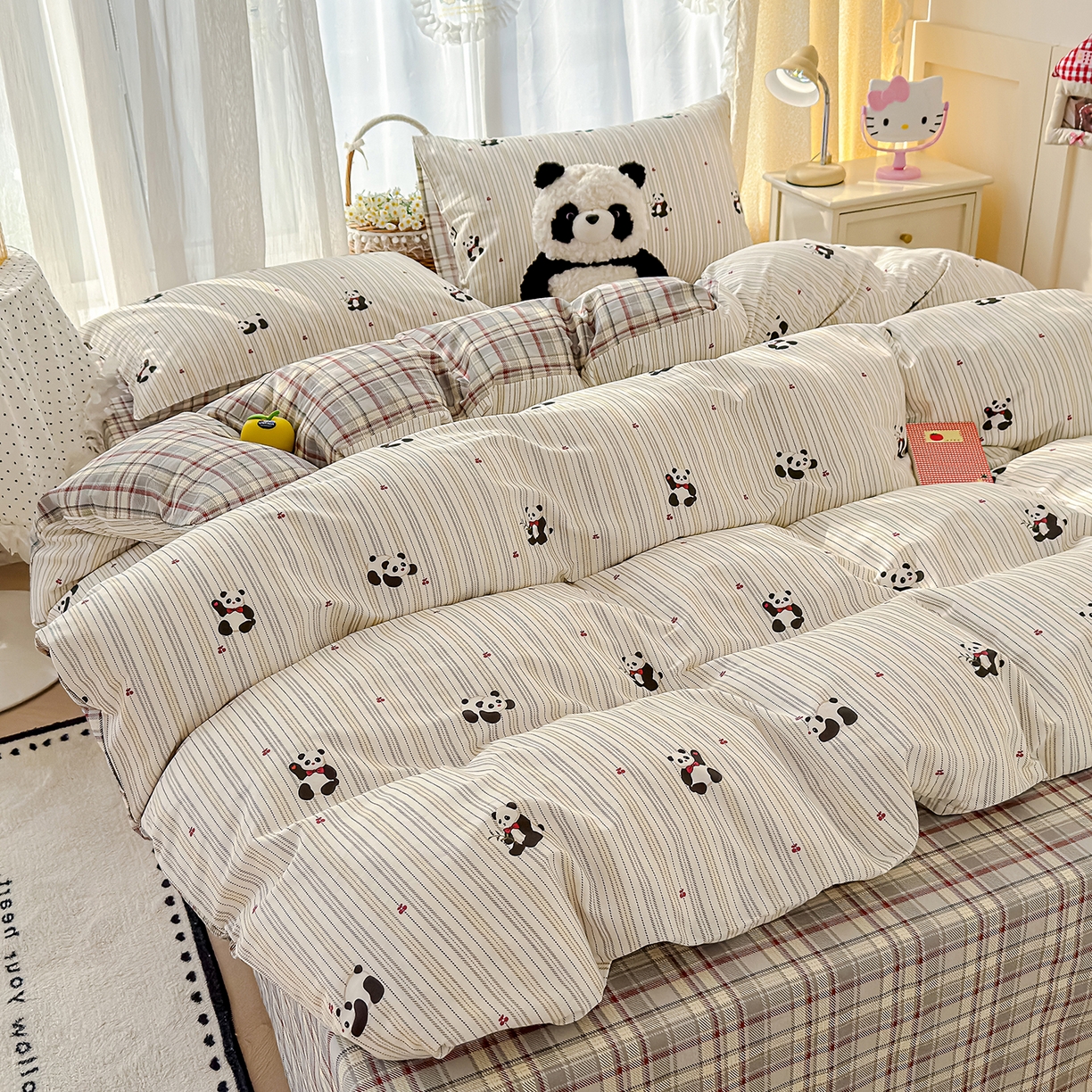 91家纺网 家纺一手货源 找家纺 元禾 2026新款12868新疆全棉印花四件套（提供质检报告 熊猫啵啵