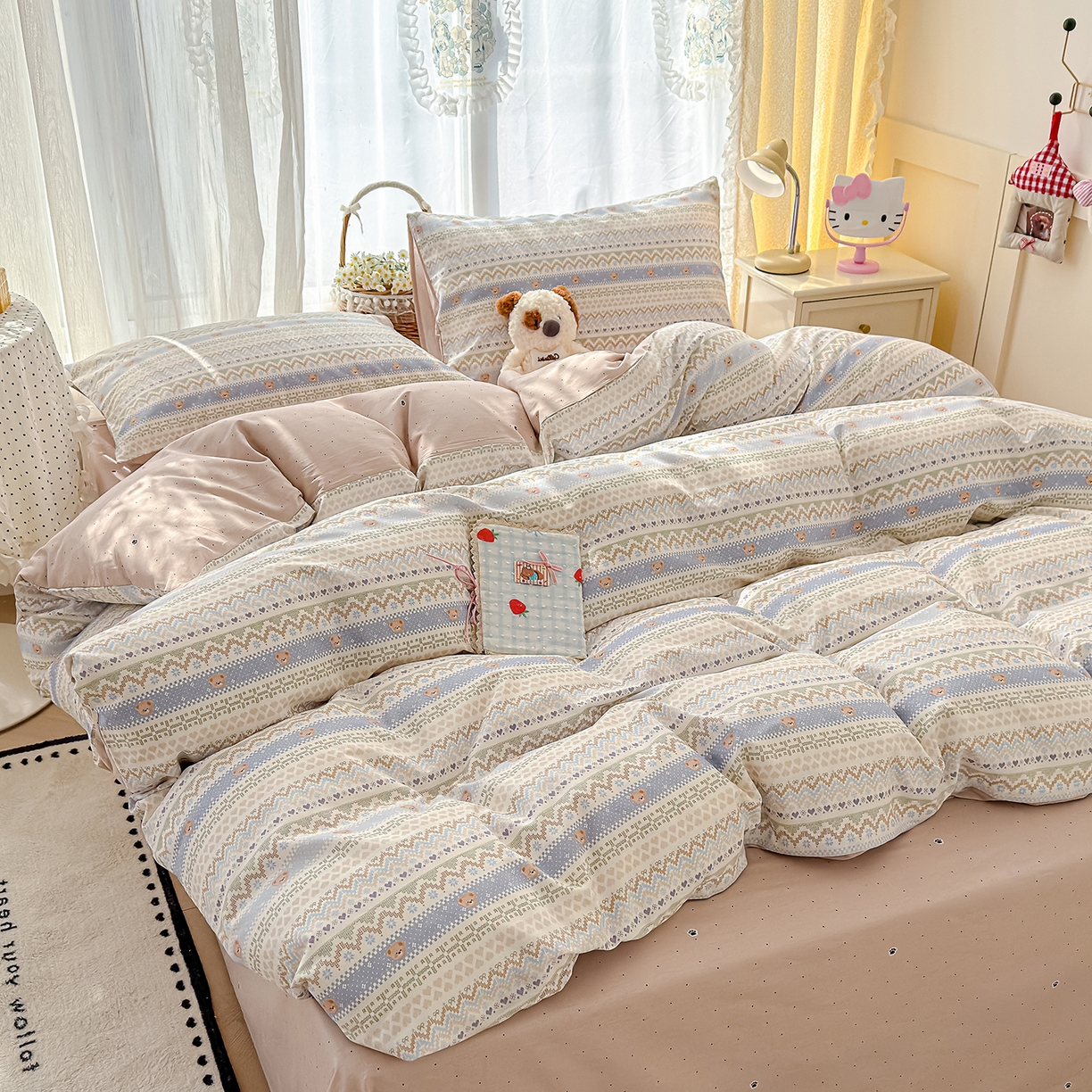 91家纺网 家纺一手货源 找家纺 元禾 2026新款12868新疆全棉印花四件套（提供质检报告 云织熊熊