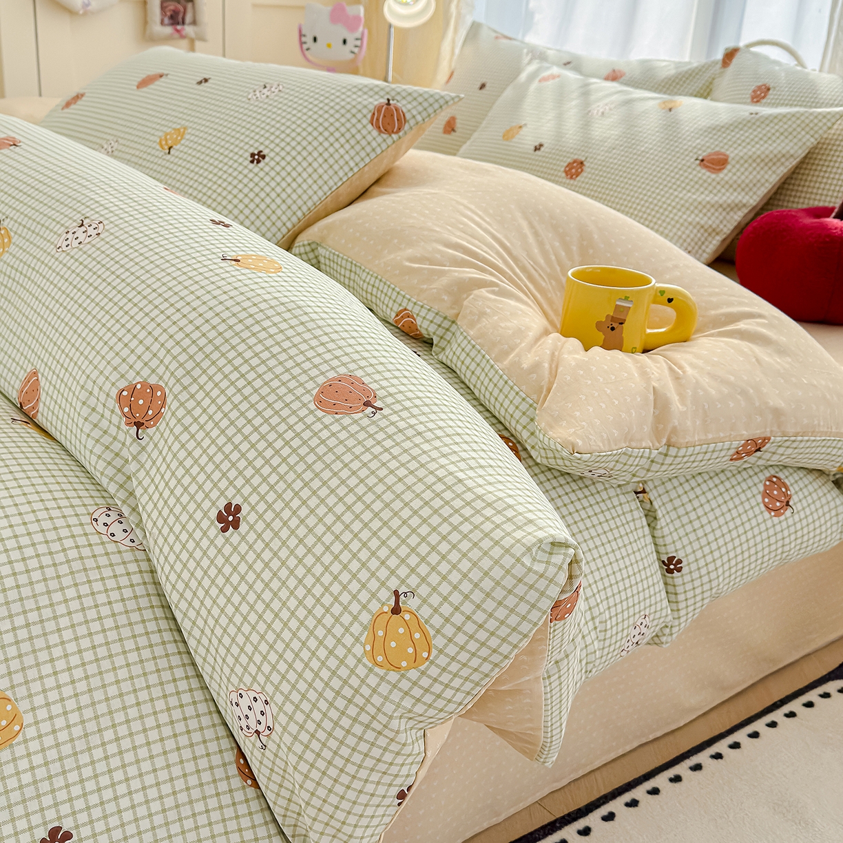 91家纺网 家纺一手货源 找家纺 元禾 2026新款12868新疆全棉单品被套系列（提供质检报告） 小南瓜