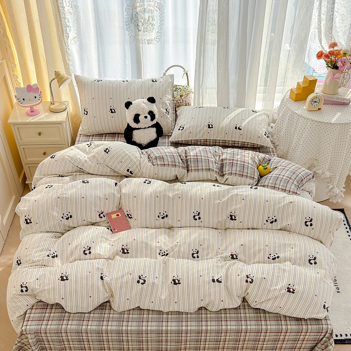 91家纺网 家纺一手货源 找家纺 元禾 2026新款12868新疆全棉单品被套系列（提供质检报告） 熊猫啵啵