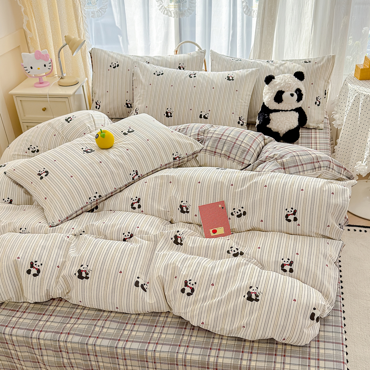 91家纺网 家纺一手货源 找家纺 元禾 2026新款12868新疆全棉单品被套系列（提供质检报告） 熊猫啵啵