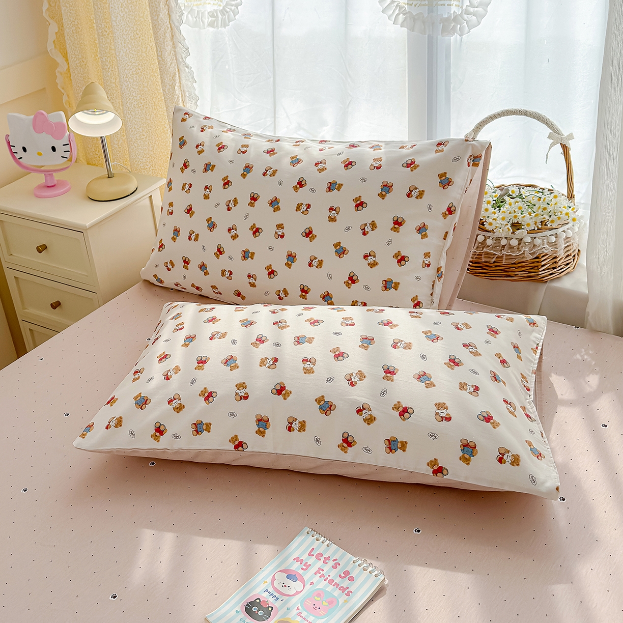 元禾 2026新款12868新疆全棉单品枕套系列（提供质检报告） 烘焙熊熊