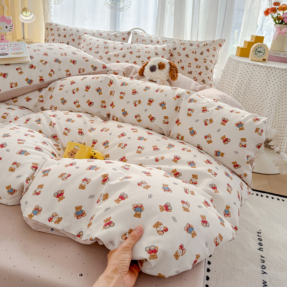 91家纺网 家纺一手货源 找家纺 元禾 2026新款12868新疆全棉纯棉单品床单系列（提供质检报告） 烘焙熊熊