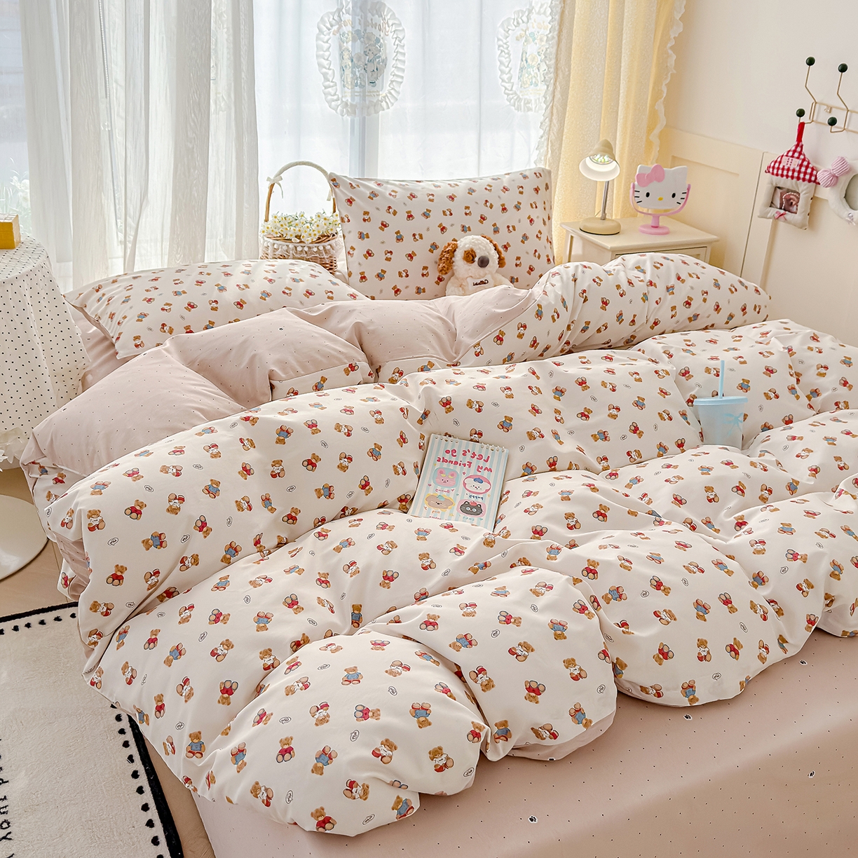 91家纺网 家纺一手货源 找家纺 元禾 2026新款12868新疆全棉纯棉单品床单系列（提供质检报告） 烘焙熊熊