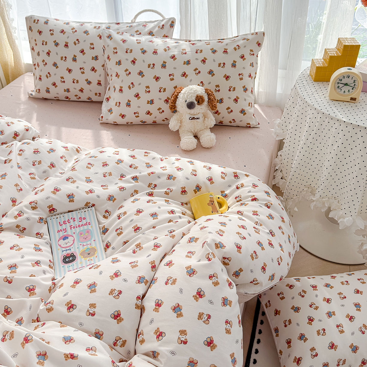 91家纺网 家纺一手货源 找家纺 元禾 2026新款12868新疆全棉纯棉单品床单系列（提供质检报告） 烘焙熊熊