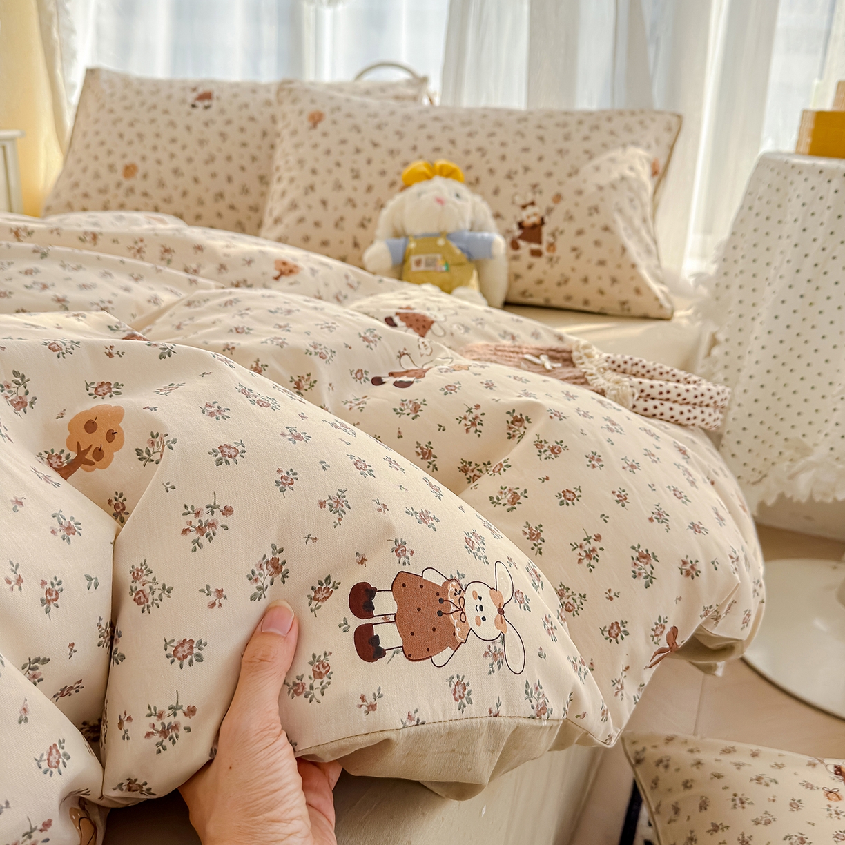 91家纺网 家纺一手货源 找家纺 元禾 2026新款12868新疆全棉纯棉单品床单系列（提供质检报告） 花园兔