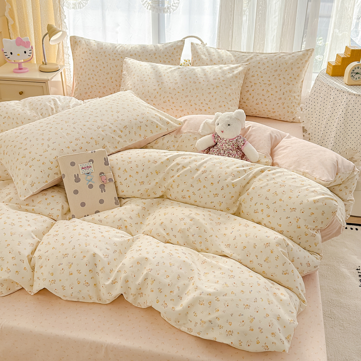 91家纺网 家纺一手货源 找家纺 元禾 2026新款12868新疆全棉纯棉单品床单系列（提供质检报告） 奶油花篱