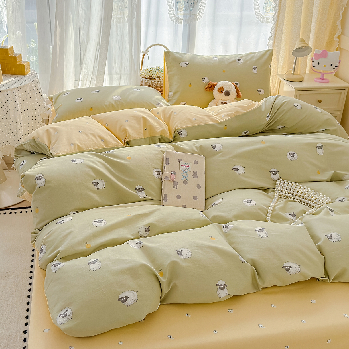 91家纺网 家纺一手货源 找家纺 元禾 2026新款12868新疆全棉单品枕套系列（提供质检报告） 抹茶小羊