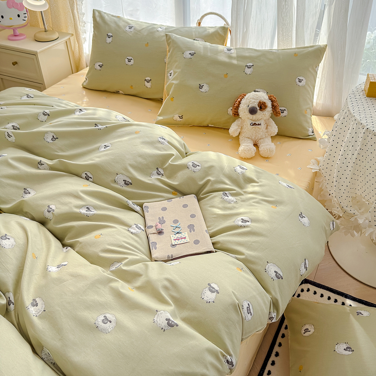 91家纺网 家纺一手货源 找家纺 元禾 2026新款12868新疆全棉单品枕套系列（提供质检报告） 抹茶小羊