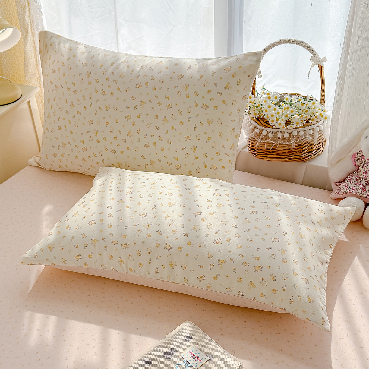 元禾 2026新款12868新疆全棉单品枕套系列（提供质检报告） 奶油花篱