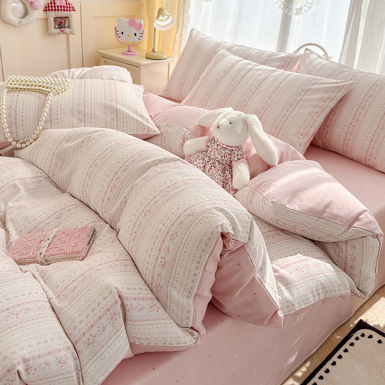 91家纺网 家纺一手货源 找家纺 元禾 2026新款12868新疆全棉单品枕套系列（提供质检报告） 浅纹蓝-粉