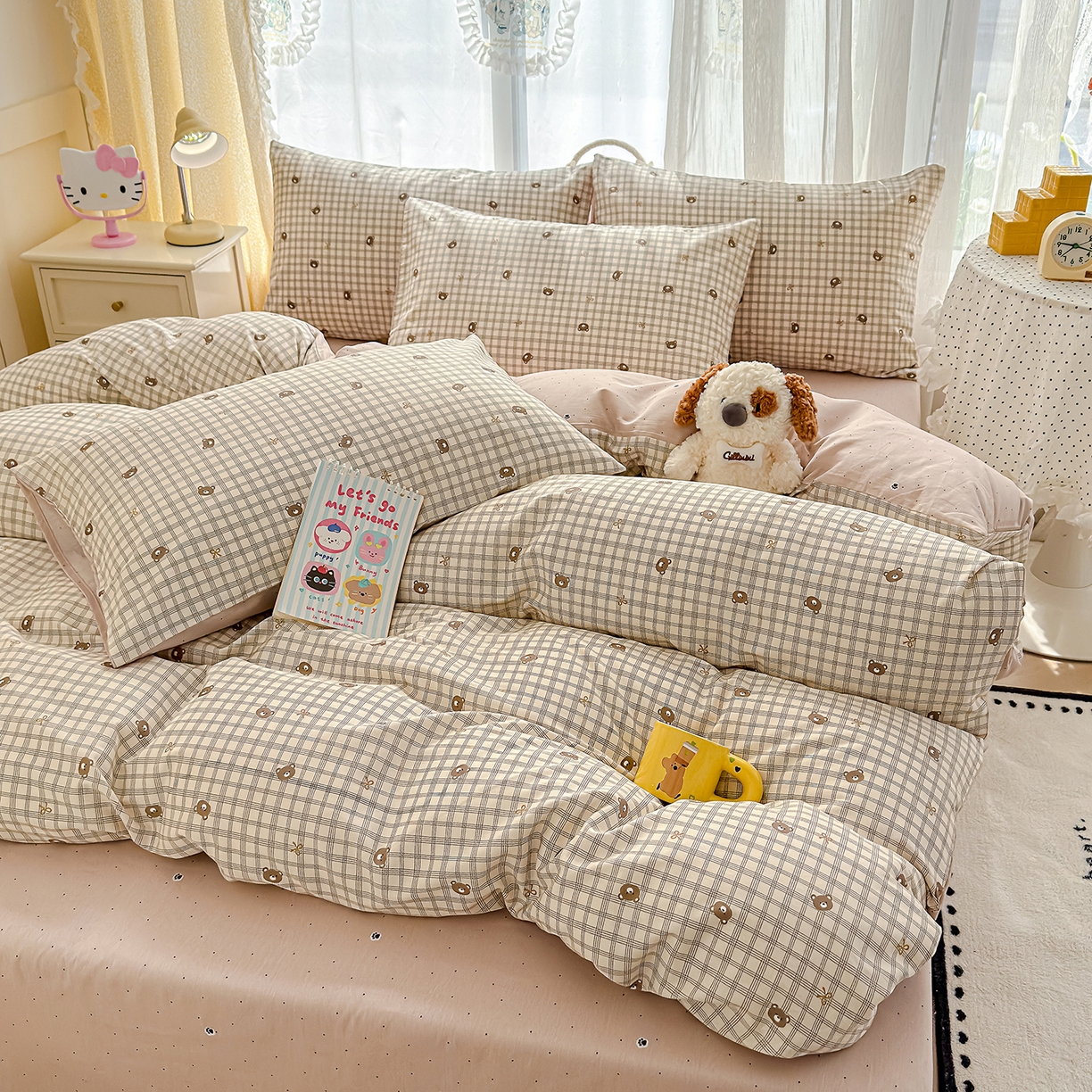 91家纺网 家纺一手货源 找家纺 元禾 2026新款12868新疆全棉纯棉单品床单系列（提供质检报告） 温莎小熊