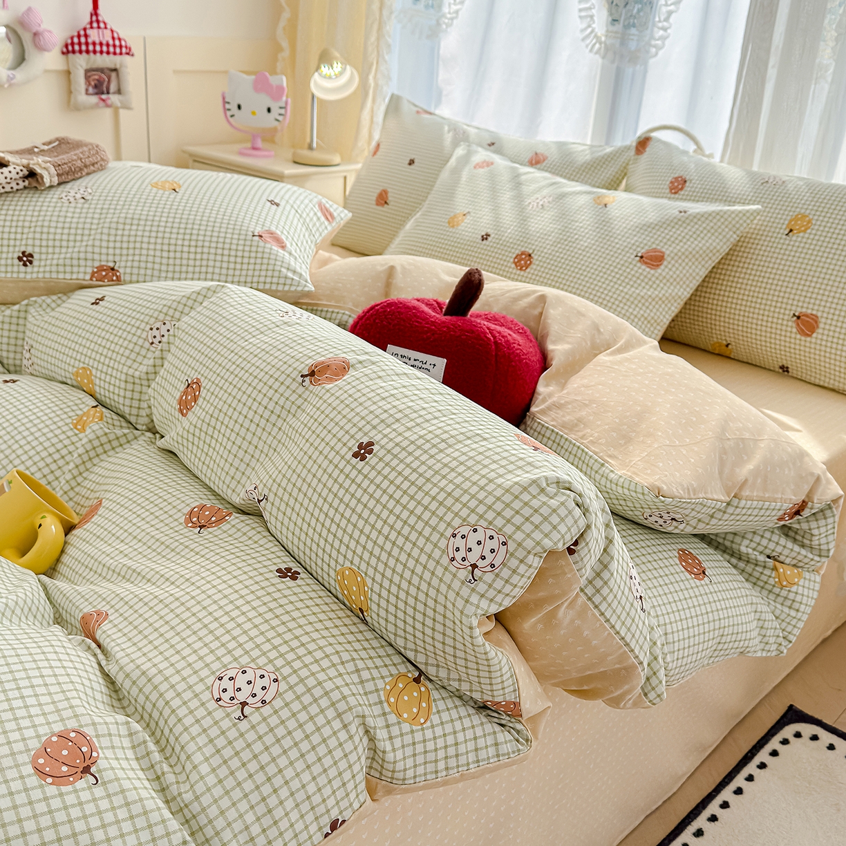 91家纺网 家纺一手货源 找家纺 元禾 2026新款12868新疆全棉纯棉单品床单系列（提供质检报告） 小南瓜