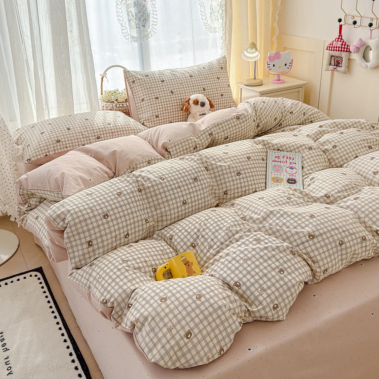 91家纺网 家纺一手货源 找家纺 元禾 2026新款12868新疆全棉单品枕套系列（提供质检报告） 温莎小熊