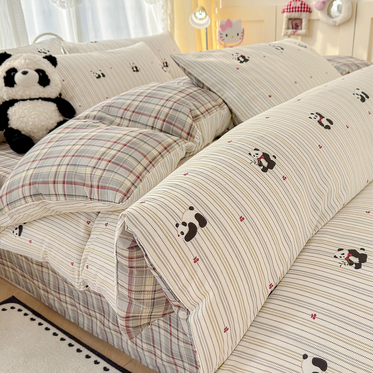 91家纺网 家纺一手货源 找家纺 元禾 2026新款12868新疆全棉纯棉单品床单系列（提供质检报告） 熊猫啵啵