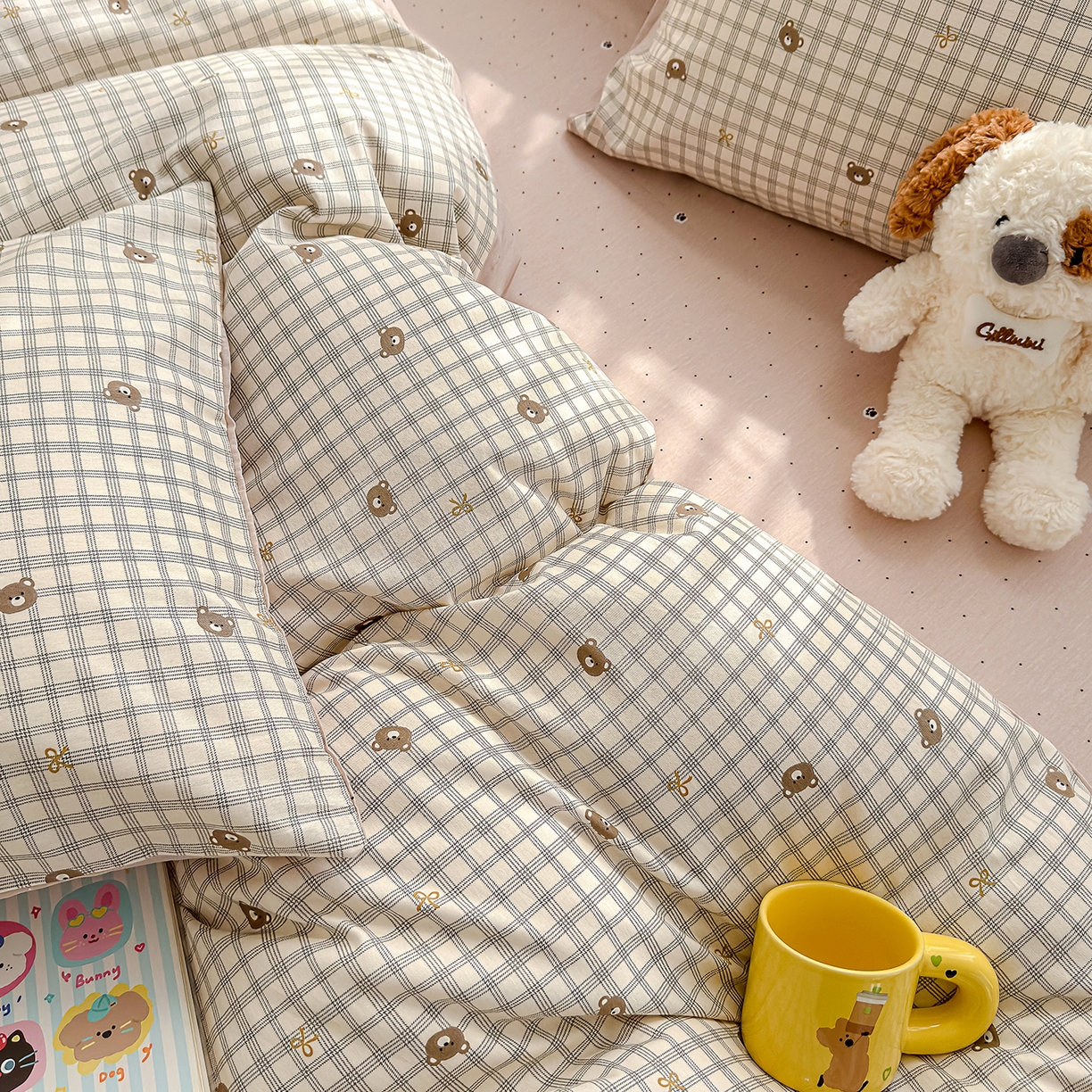 91家纺网 家纺一手货源 找家纺 元禾 2026新款12868新疆全棉单品枕套系列（提供质检报告） 温莎小熊