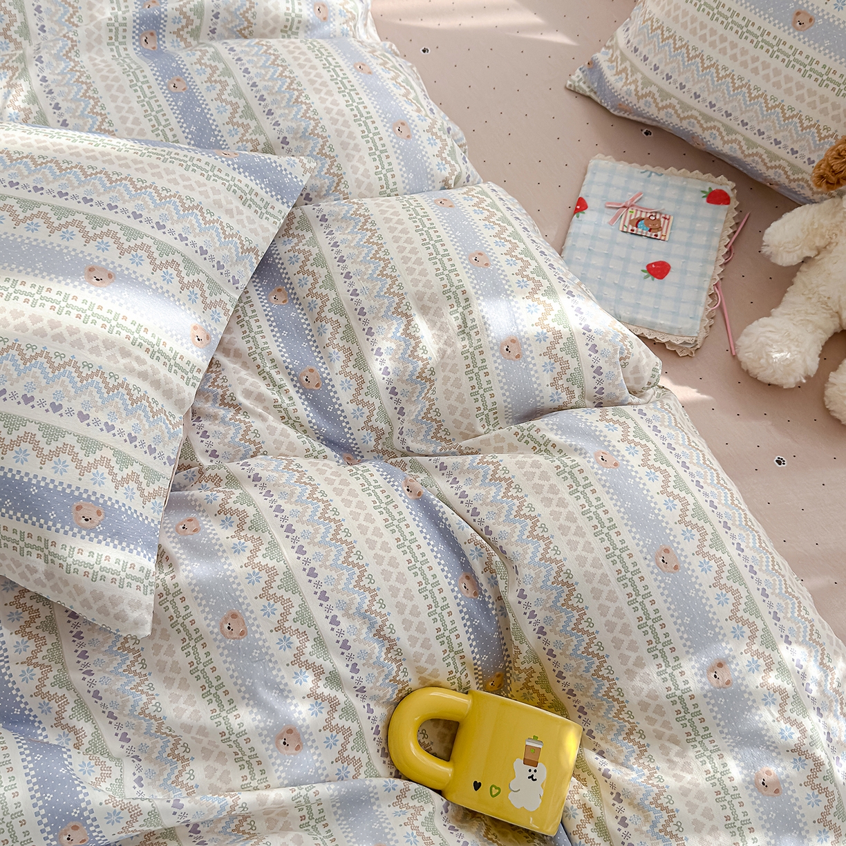 91家纺网 家纺一手货源 找家纺 元禾 2026新款12868新疆全棉纯棉单品床单系列（提供质检报告） 云织熊熊