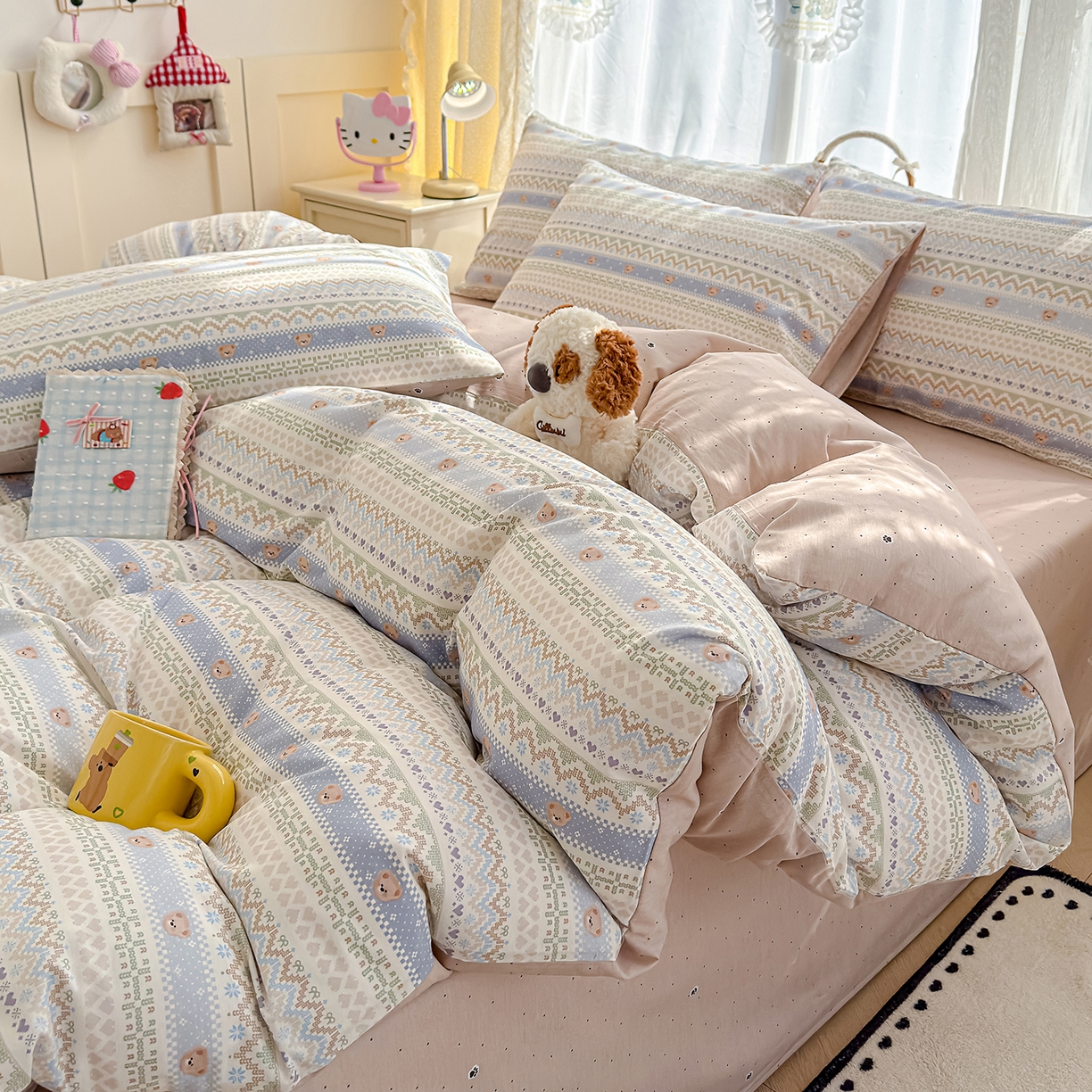 91家纺网 家纺一手货源 找家纺 元禾 2026新款12868新疆全棉单品枕套系列（提供质检报告） 云织熊熊