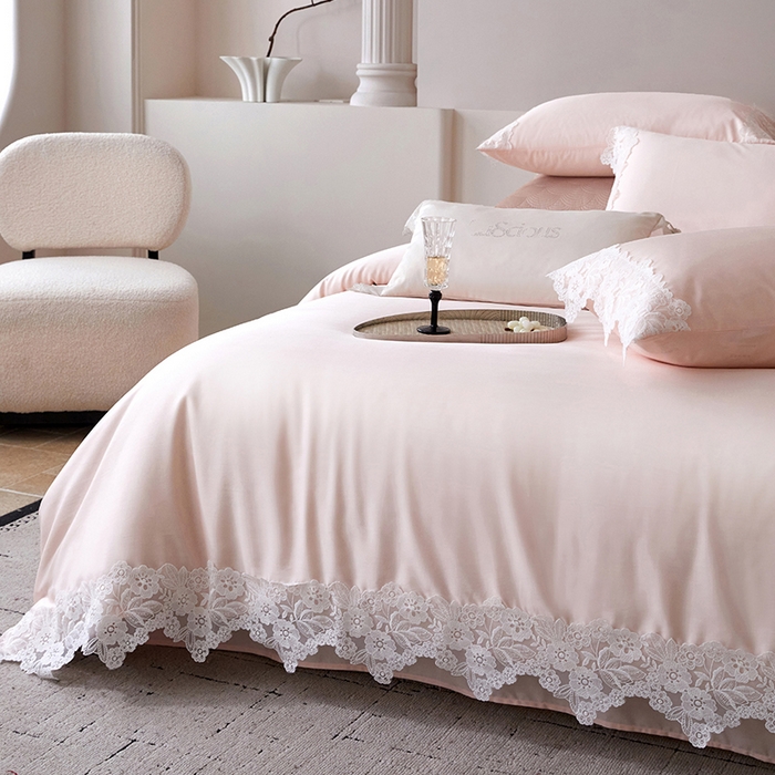 91家纺网 家纺一手货源 找家纺 （总）金奇达家纺 2026新款茧养丝光缎四件套-蕾丝小姐（标准号全网控价（折后券后）不低于299元）