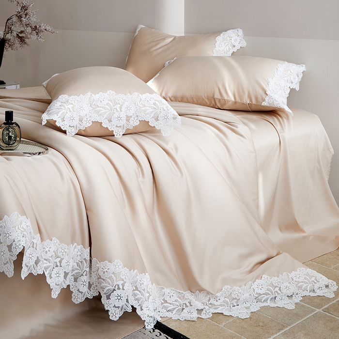 91家纺网 家纺一手货源 找家纺 （总）金奇达家纺 2026新款茧养丝光缎四件套-蕾丝小姐（标准号全网控价（折后券后）不低于299元）