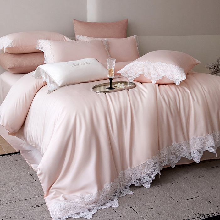 91家纺网 家纺一手货源 找家纺 （总）金奇达家纺 2026新款茧养丝光缎四件套-蕾丝小姐（标准号全网控价（折后券后）不低于299元）