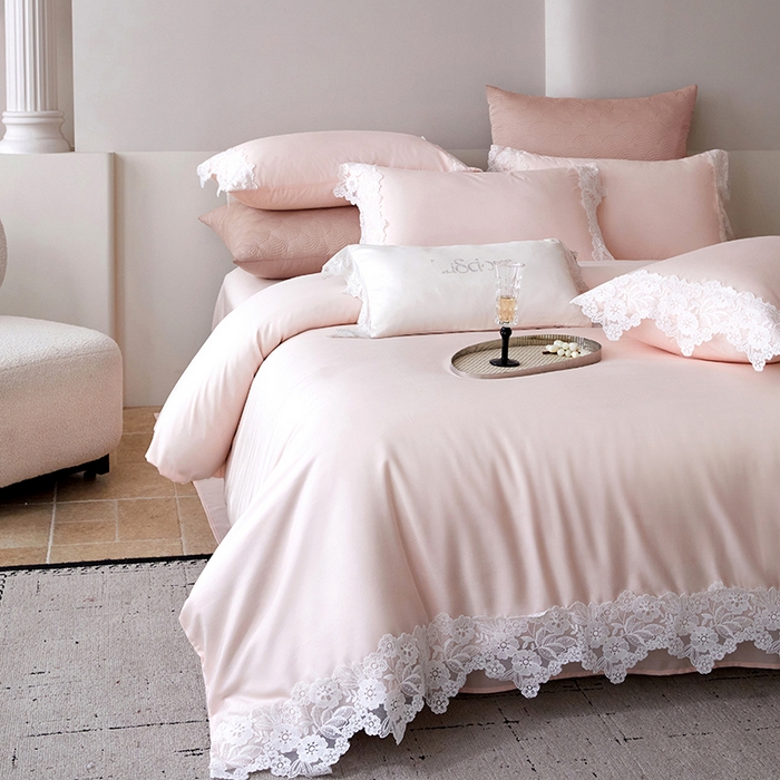 91家纺网 家纺一手货源 找家纺 （总）金奇达家纺 2026新款茧养丝光缎四件套-蕾丝小姐（标准号全网控价（折后券后）不低于299元）