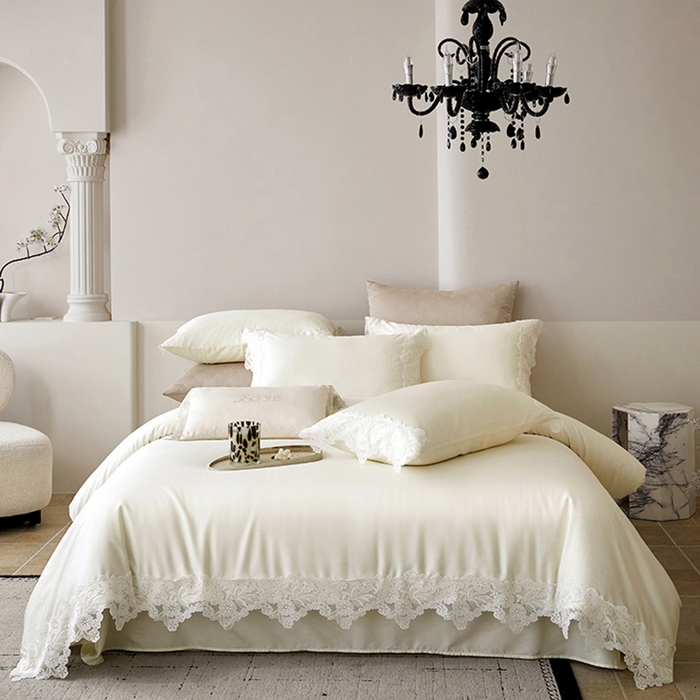 91家纺网 家纺一手货源 找家纺 金奇达家纺 2026新款茧养丝光缎四件套-蕾丝小姐（标准号全网控价（折后券后）不低于299元） 蕾丝小姐-山茶