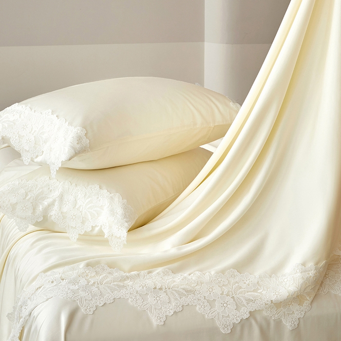 91家纺网 家纺一手货源 找家纺 金奇达家纺 2026新款茧养丝光缎四件套-蕾丝小姐（标准号全网控价（折后券后）不低于299元） 蕾丝小姐-山茶