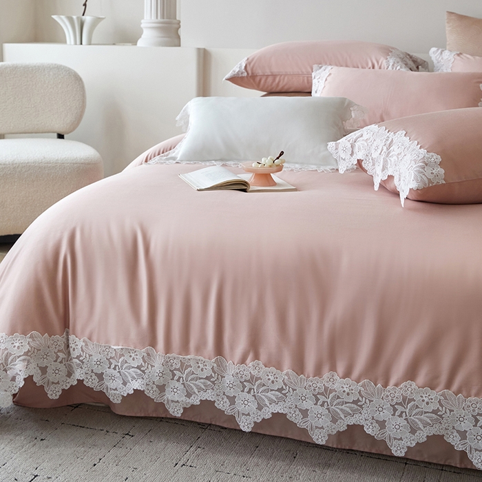 91家纺网 家纺一手货源 找家纺 金奇达家纺 2026新款茧养丝光缎四件套-蕾丝小姐（标准号全网控价（折后券后）不低于299元） 蕾丝小姐-蔷薇